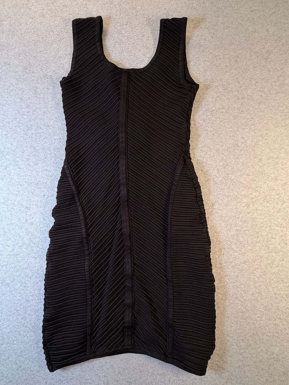 bebe Black Ribbed Bandage Bodycon Mini Dress Size M - Picture 7 of 9